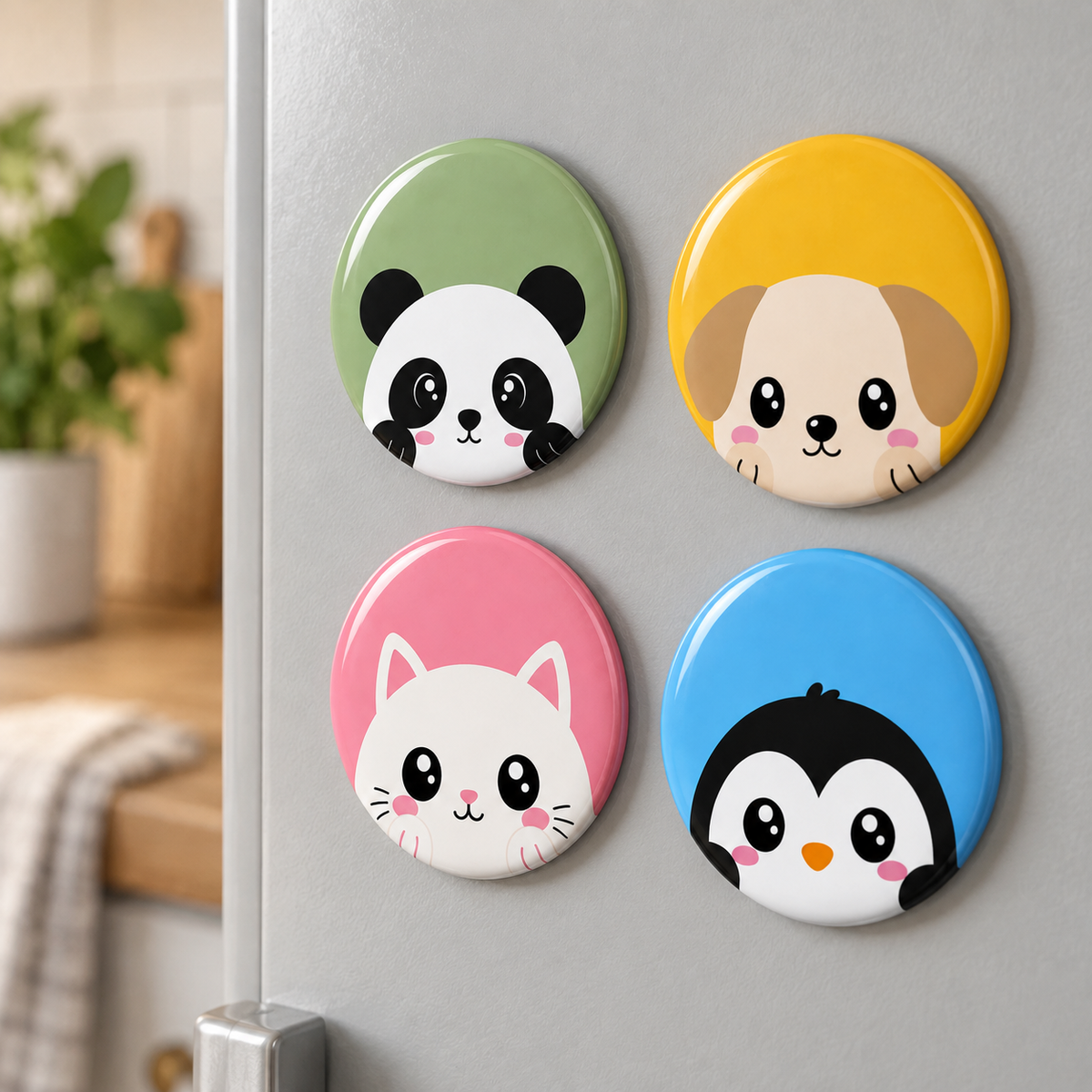 Cute Kawaii Animal Round Button