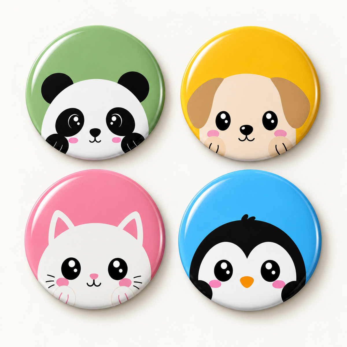 Cute Kawaii Animal Round Button