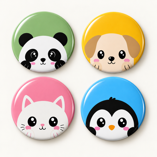Cute Kawaii Animal Round Button