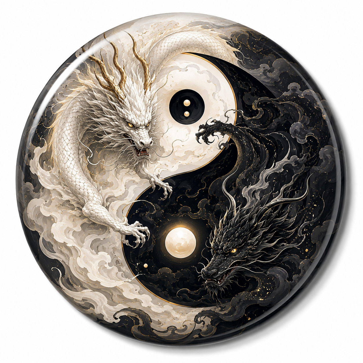 Yin Yang Round 58mm Magnet