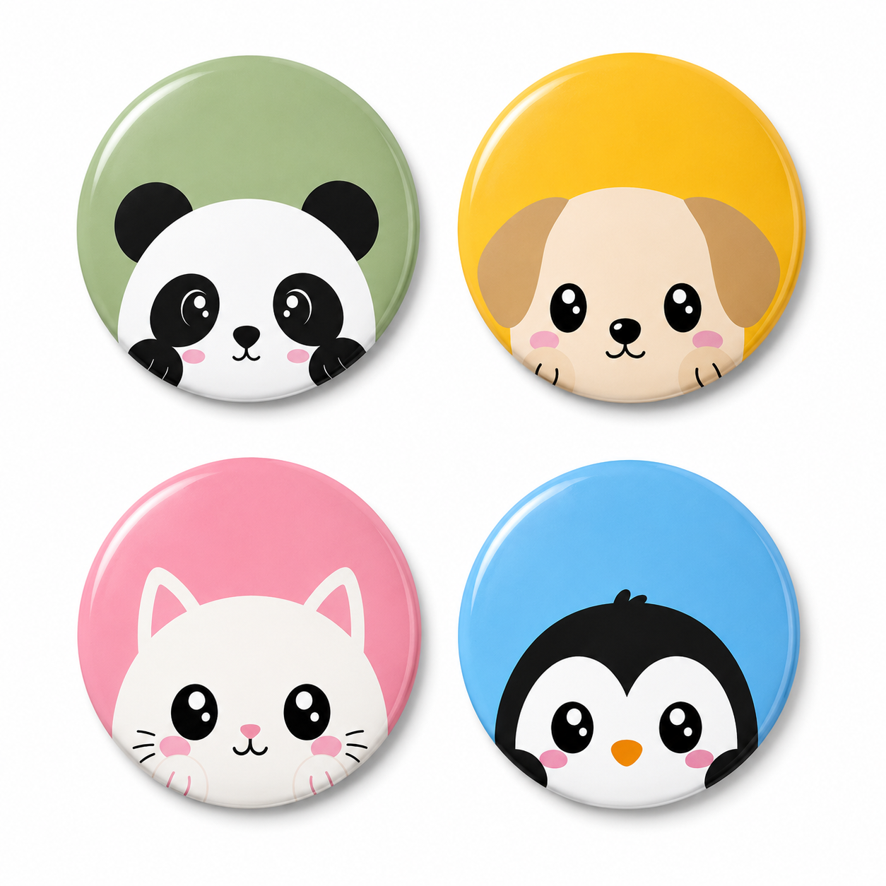 Cute Kawaii Animal Round Button
