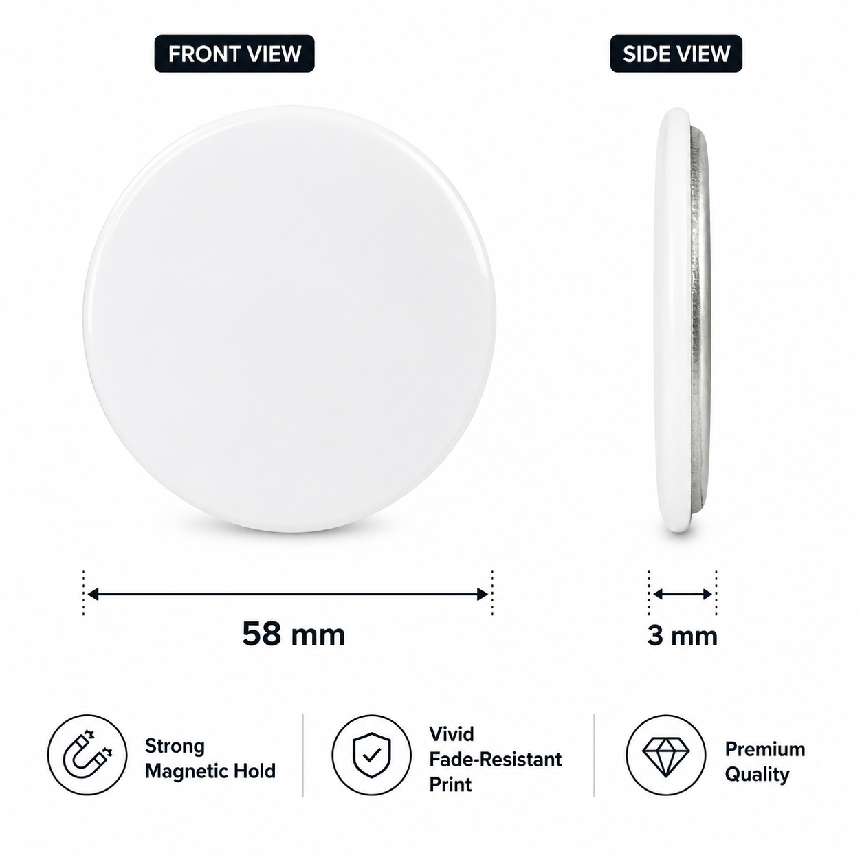 Zodiac Sign Round 58mm Magnet — Dimensions