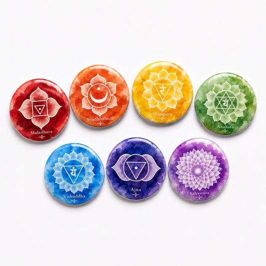 7 Chakra Symbols Round Set of 7 58mm
