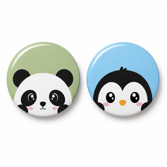 Cute Kawaii Animal Round Button