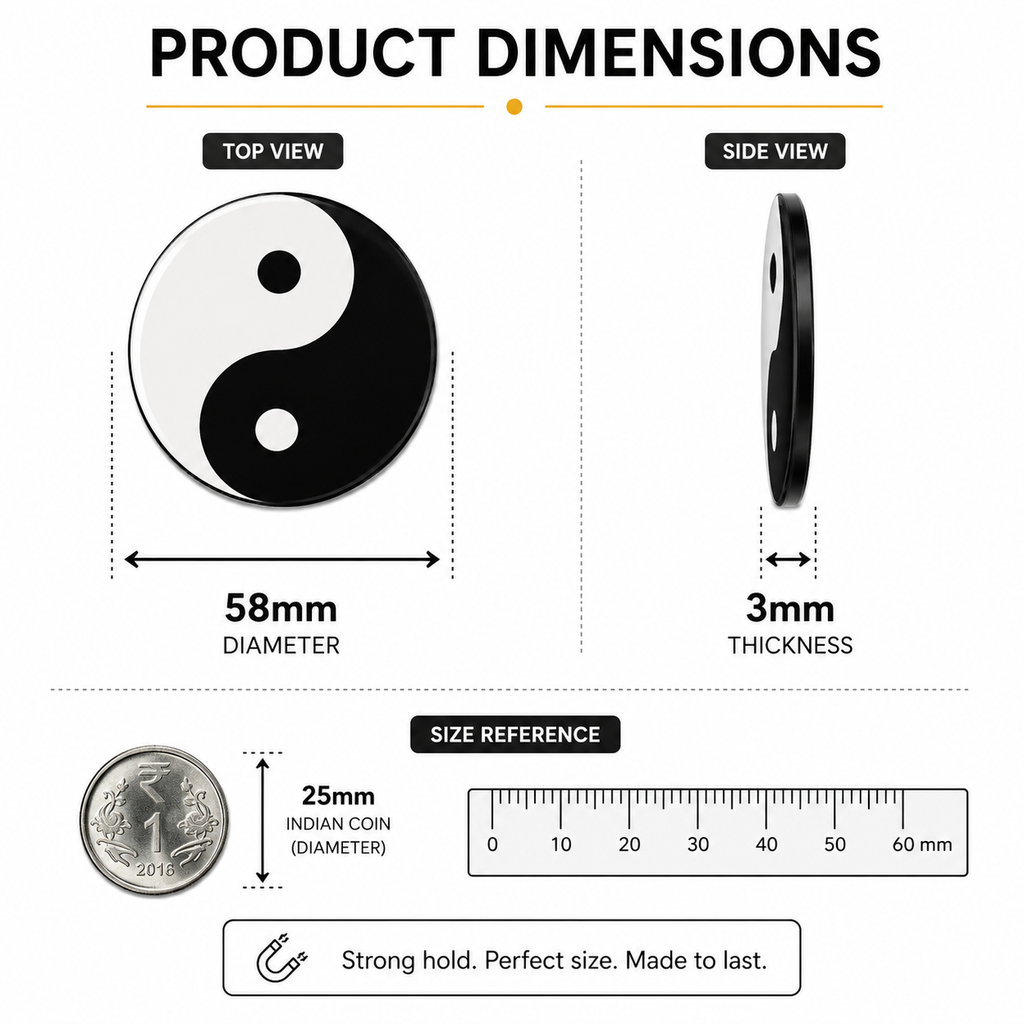 Yin Yang Round 58mm Magnet — Dimensions