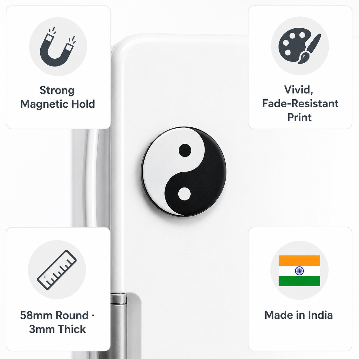 Yin Yang Round 58mm Magnet — Features